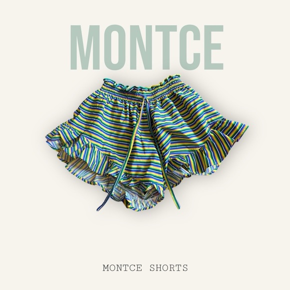 Montce Blue and Green Flouncy Shorts - Picture 1 of 2